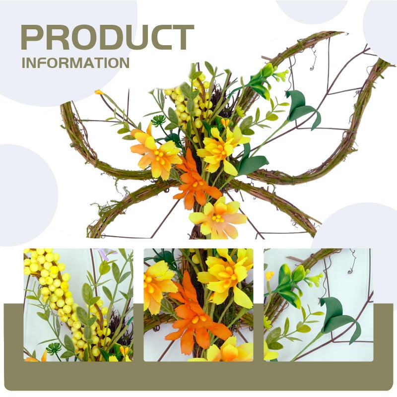 idyllic Butterfly Shaped Wreath with Pastel Berries and Floral Spring Artificial Wreaths for Front Door Decor - Image 3